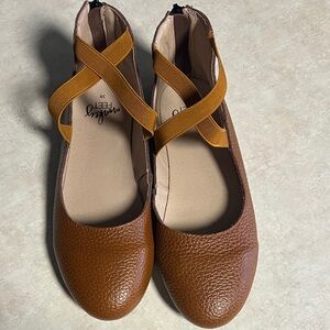 Brown Ankle Strap Flats